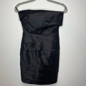 Pompous Girly- Black Strapless Dress w/Cross Pleating